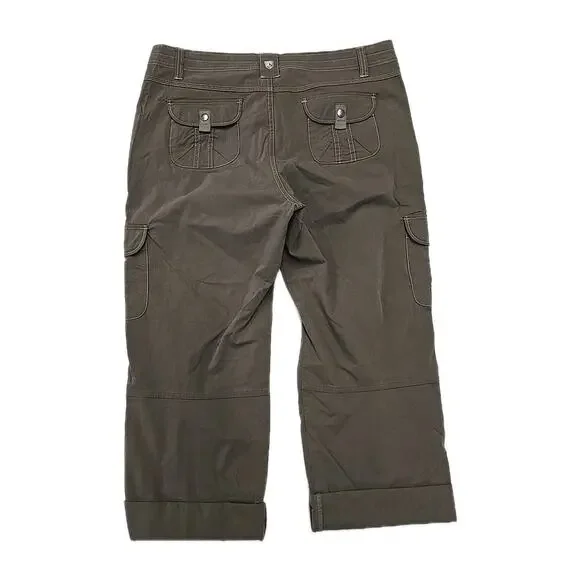 KUHL Splash Roll-Up Cargo Pants Women’s 16 REG Gray Brown Hiking Travel Capri - Picture 9 of 16